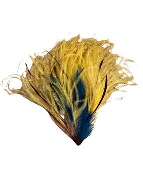 Dries Van Noten Yellow and Blue Feather Pin Brooch